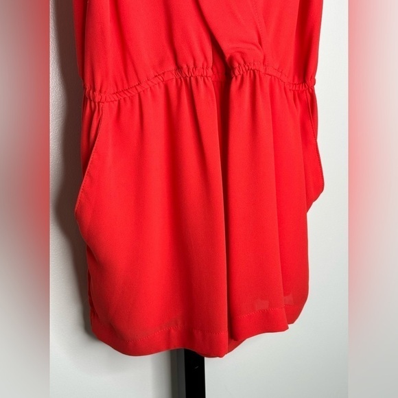BCBGMaxazria Women’s Halter Romper Tangier Orange – Elastic Waist with Pockets - Picture 3 of 8